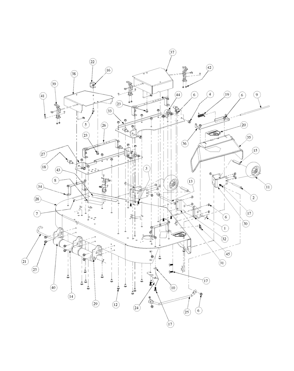 Fabricated Cutter Deck Diagram and Parts List for M48-KW 53CB5DAV750-19-HP-OHV Cub Cadet Lawn Tractor